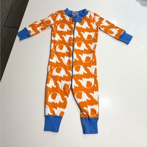Hanna Andersson organic cotton Orange Elephant Print Zip-Up Pajama size 3-6M